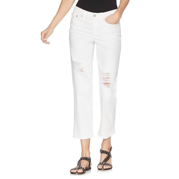 Vince Camuto White Ripped Cropped Jeans size 8 - Picture 1 of 10